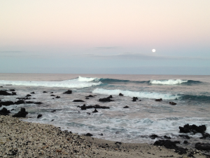 Figure 1. Sunrise on the Big Island. It's so beautiful, the moon doesn't want to leave. January 2015.