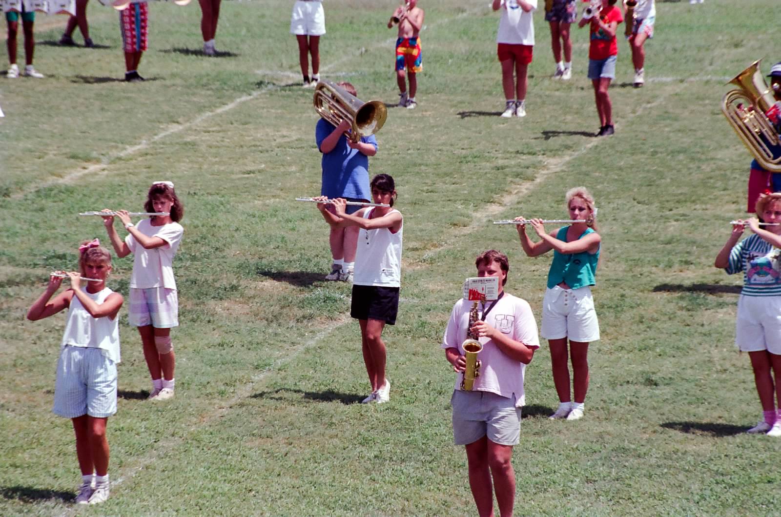 Figure 1.  Playing the flute at CHS marching band camp, 1988.  Please, spare me the “One day, in band camp” quote. 