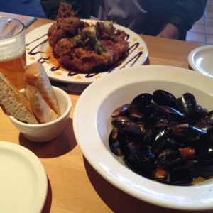 Figure 1.  Broccoli tempura and mussels.  Not off to a good start here.