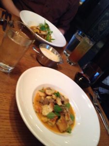 Figure 3. Others dared to order non-meat: scallops (background) and gnocchi (foreground).