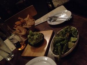 Figure 5. Traditional Mexican guacamole with not-so-Mexican shishito peppers.