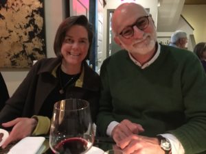 Figure 6. Drs. Melinda Aldrich and Scott Williams enjoying dinner the night before her EPBI 502 lecture (March 2016).