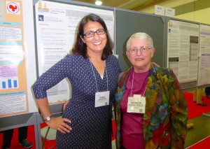 Figure 2. Myself with Patricia Howard-Peebles, PhD. Pat is a cytogeneticst and current director at ProPath Pathology Services in Texas. I met her back when I was in graduate school working on the fragile X syndrome. We co-authored a peer-reviewed paper (PMC1288101) and later co-wrote a book chapter ]Crawford DC and Howard-Peebles PN. Fragile X: From Cytogenetics to Molecular Genetics. In Gersen S and Keagle M (eds) The Principles of Clinical Cytogenetics. 2nd edition. New Jersey: Humana Press Inc (2004)]. Since those days, we’ve been catching up every year or so at ASHG.