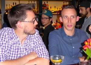 Figure 12. Deep thoughts, with Mike Sivley (Bush and Capra lab) and Jake Hall. About science? Maybe. About mixology? Probably.