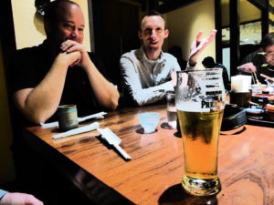 Figure 6. Drs. Jake McCauley and Hall enjoying a meal in Kyoto. This meal came with a tutorial!