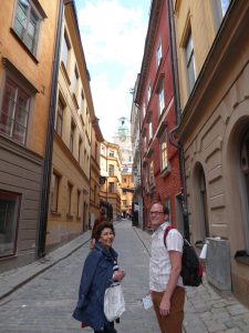 Figure 13. Mom and Will Bush wandering the streets of Old Stockholm (Sweden). 