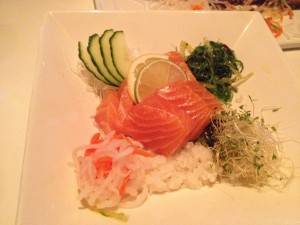 Figure 6. Salmon sashimi. Surprisingly fresh!