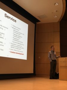 Figure 11. Dr. Stephen Turner lecturing at CWRU on bioinformatics as a core service (March 2016).